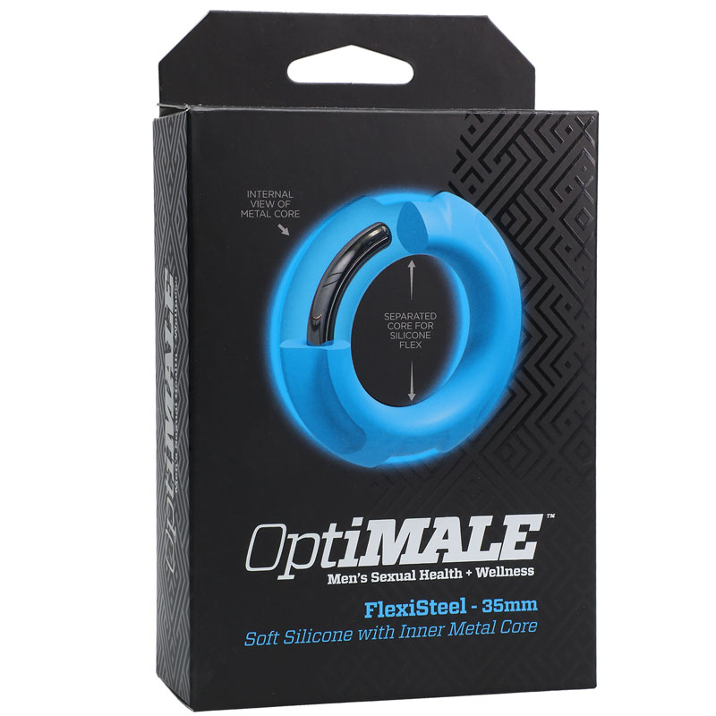 OptiMALE FlexiSteel Cock Ring - Blue 35mm